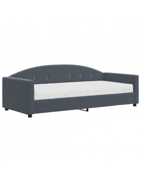Divano Letto con Materasso Grigio Scuro 90x190 cm in Velluto