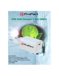 ProPart Carica Batterie GaN 33W PD 1 Output USB-C