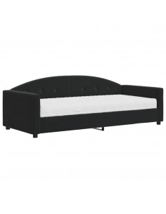 Divano Letto con Materasso Nero 90x190 cm in Velluto