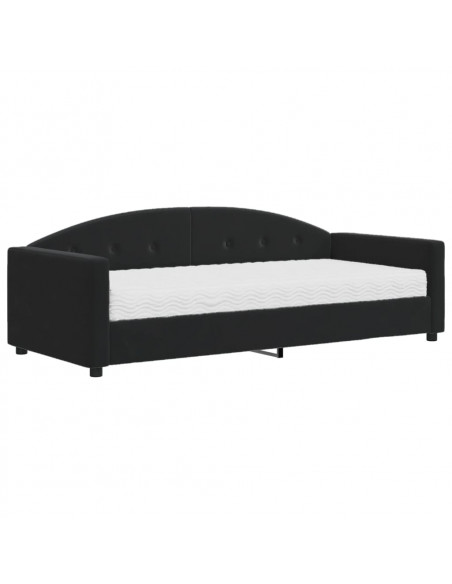 Divano Letto con Materasso Nero 90x190 cm in Velluto