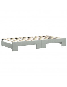 Divano Letto Estraibile Cassetti Grigio Chiaro 100x200 Velluto 2