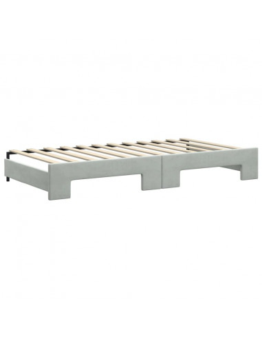 Divano Letto Estraibile Cassetti Grigio Chiaro 100x200 Velluto