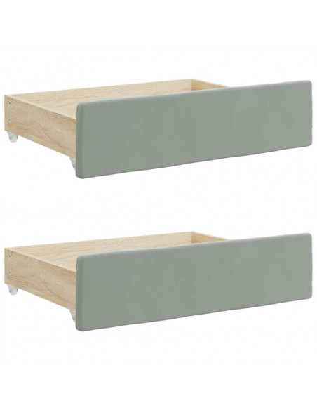 Divano Letto Estraibile Cassetti Grigio Chiaro 100x200 Velluto