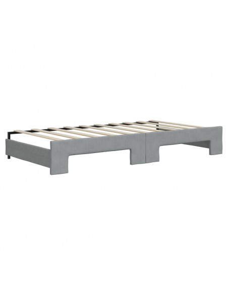 Divano Letto Estraibile Cassetti Grigio Chiaro 90x190cm Tessuto