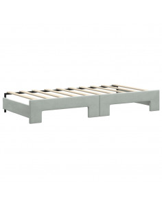 Divano Letto Estraibile Cassetti Grigio Chiaro 90x190cm Velluto 2