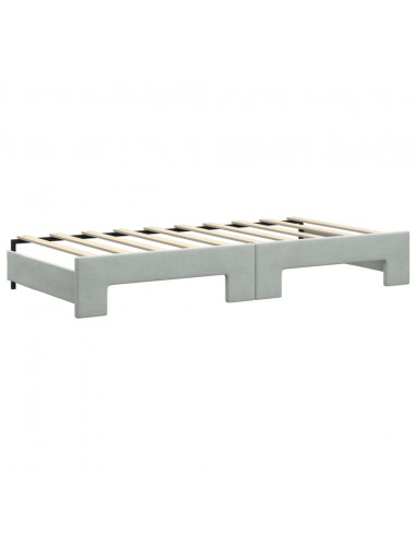 Divano Letto Estraibile Cassetti Grigio Chiaro 90x190cm Velluto