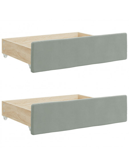 Divano Letto Estraibile Cassetti Grigio Chiaro 90x190cm Velluto