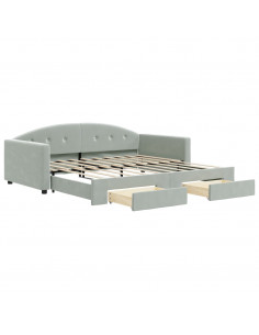 Divano Letto Estraibile Cassetti Grigio Chiaro 90x190cm Velluto