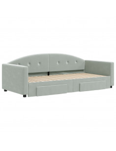 Divano Letto Estraibile Cassetti Grigio Chiaro 90x190cm Velluto 2