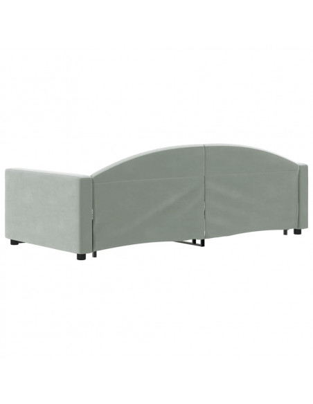 Divano Letto Estraibile Cassetti Grigio Chiaro 90x190cm Velluto