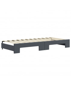 Divano Letto Estraibile Cassetti Grigio Scuro 80x200cm Velluto 2