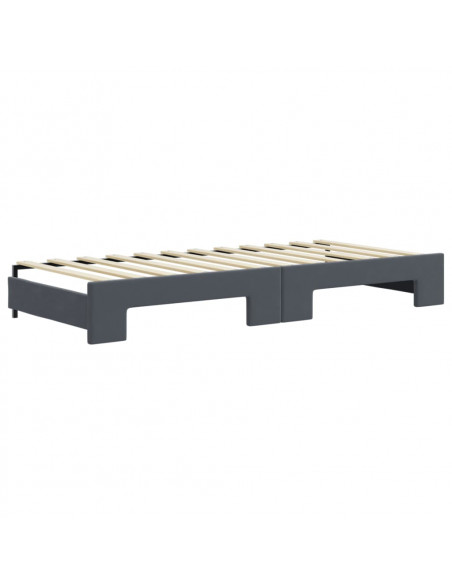 Divano Letto Estraibile Cassetti Grigio Scuro 80x200cm Velluto