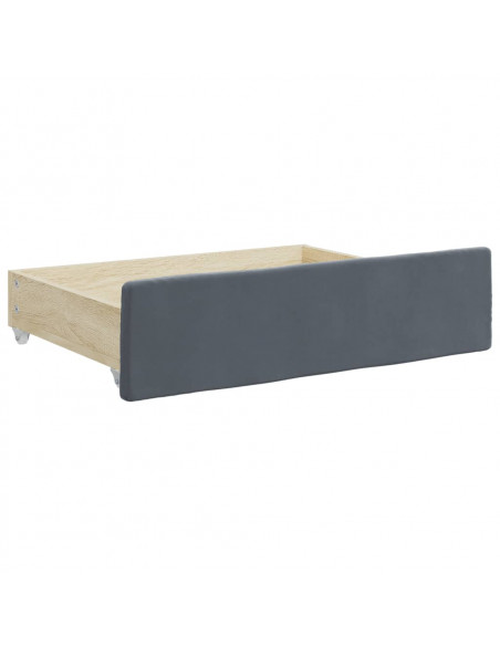 Divano Letto Estraibile Cassetti Grigio Scuro 80x200cm Velluto
