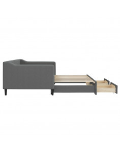 Divano Letto Estraibile Cassetti Grigio Scuro 90x190cm Tessuto
