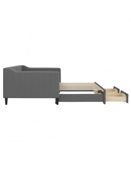 Divano Letto Estraibile Cassetti Grigio Scuro 90x190cm Tessuto