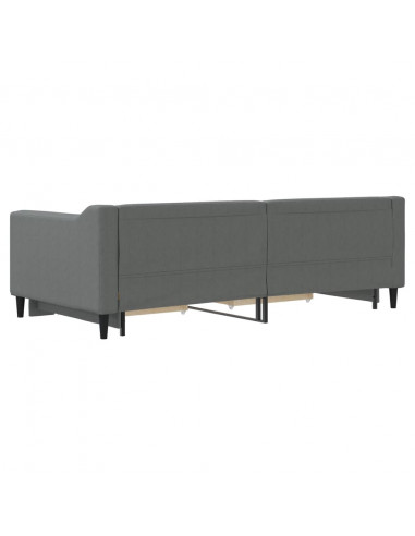 Divano Letto Estraibile Cassetti Grigio Scuro 90x190cm Tessuto