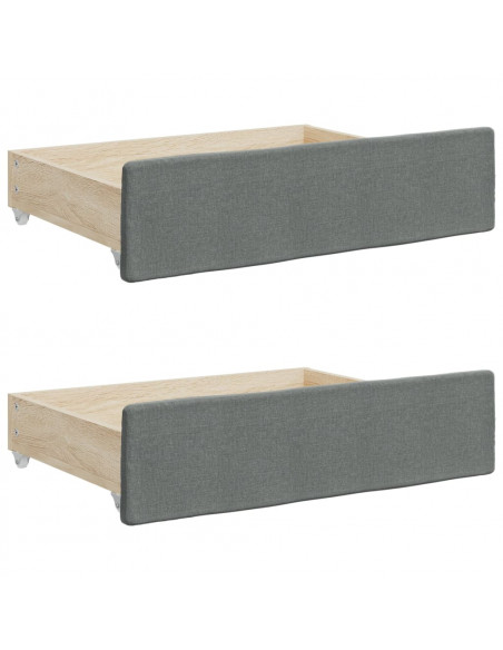 Divano Letto Estraibile Cassetti Grigio Scuro 90x190cm Tessuto