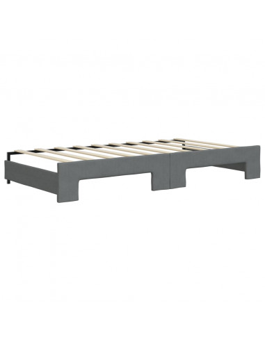 Divano Letto Estraibile Cassetti Grigio Scuro 90x190cm Tessuto
