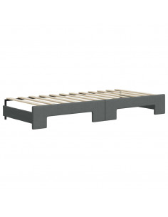 Divano Letto Estraibile Cassetti Grigio Scuro 90x200cm Tessuto 2