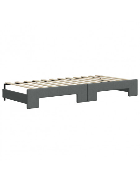 Divano Letto Estraibile Cassetti Grigio Scuro 90x200cm Tessuto