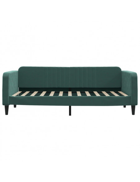 Divano Letto Estraibile Cassetti Verde Scuro 100x200cm Velluto