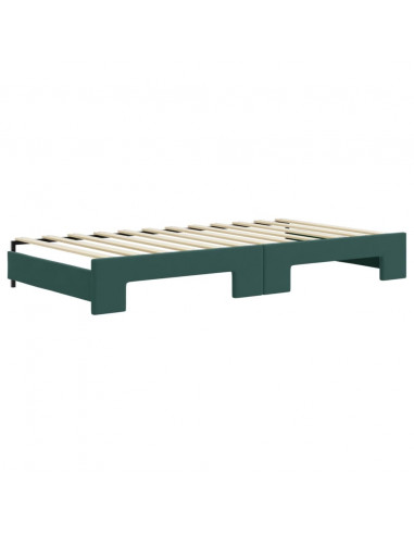 Divano Letto Estraibile Cassetti Verde Scuro 100x200cm Velluto