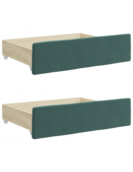 Divano Letto Estraibile Cassetti Verde Scuro 100x200cm Velluto