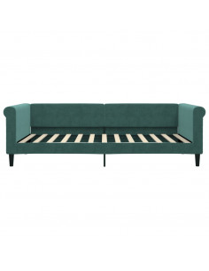 Divano Letto Estraibile Cassetti Verde Scuro 100x200cm Velluto
