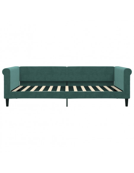 Divano Letto Estraibile Cassetti Verde Scuro 100x200cm Velluto
