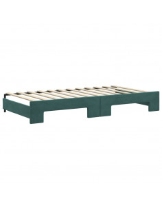 Divano Letto Estraibile Cassetti Verde Scuro 100x200cm Velluto 2