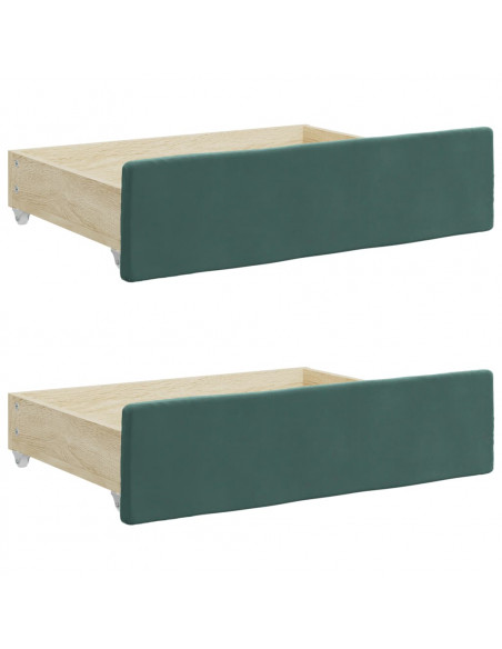 Divano Letto Estraibile Cassetti Verde Scuro 100x200cm Velluto