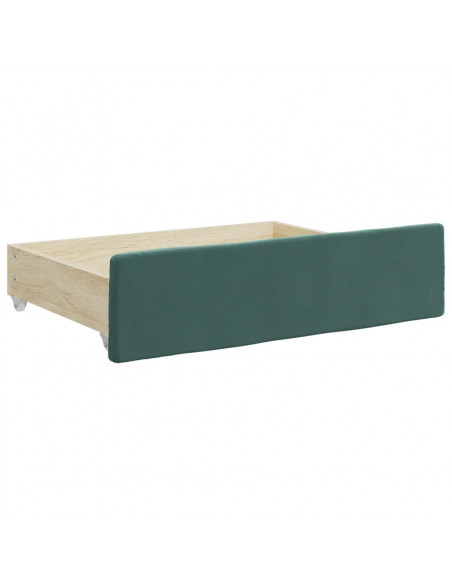 Divano Letto Estraibile Cassetti Verde Scuro 100x200cm Velluto