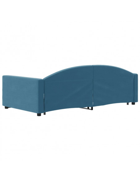 Divano Letto Estraibile con Cassetti Blu 100x200 cm in Velluto