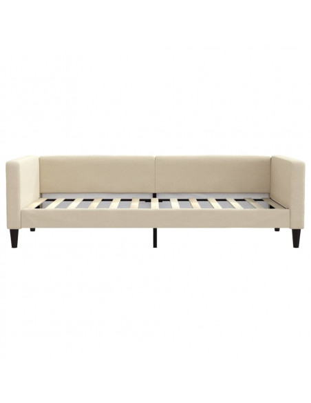 Divano Letto Estraibile con Cassetti Crema 100x200cm in Tessuto