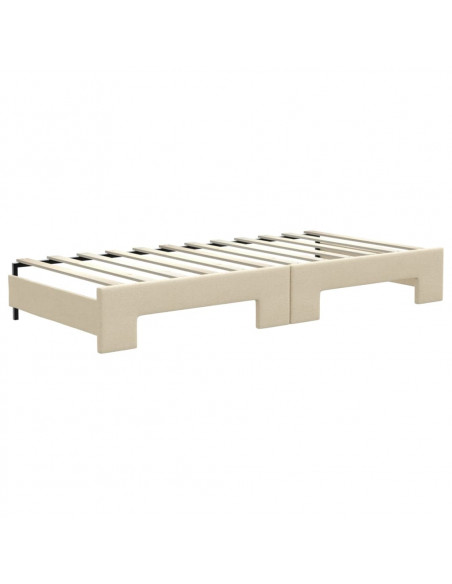 Divano Letto Estraibile con Cassetti Crema 100x200cm in Tessuto
