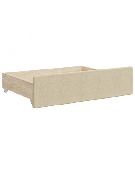 Divano Letto Estraibile con Cassetti Crema 100x200cm in Tessuto