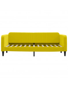 Divano Letto Estraibile con Cassetti Giallo 80x200cm in Velluto