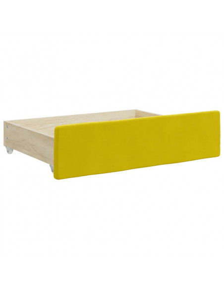 Divano Letto Estraibile con Cassetti Giallo 80x200cm in Velluto