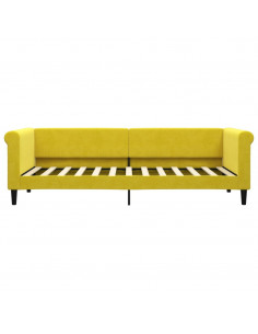 Divano Letto Estraibile con Cassetti Giallo 80x200cm in Velluto