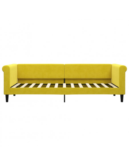 Divano Letto Estraibile con Cassetti Giallo 80x200cm in Velluto