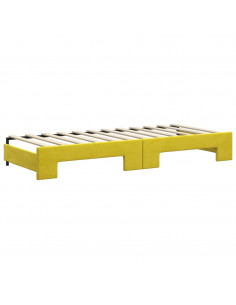 Divano Letto Estraibile con Cassetti Giallo 80x200cm in Velluto 2