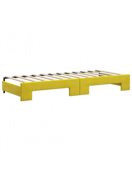 Divano Letto Estraibile con Cassetti Giallo 80x200cm in Velluto