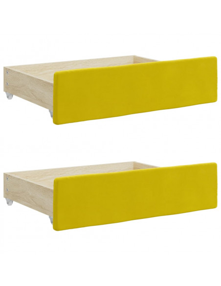 Divano Letto Estraibile con Cassetti Giallo 80x200cm in Velluto