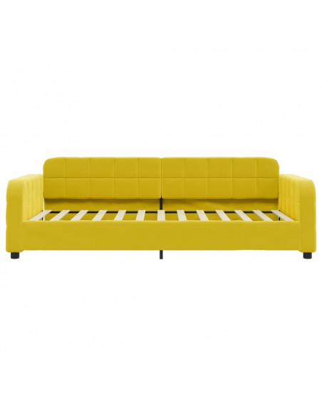 Divano Letto Estraibile con Cassetti Giallo 80x200cm in Velluto