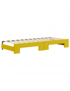 Divano Letto Estraibile con Cassetti Giallo 80x200cm in Velluto 2