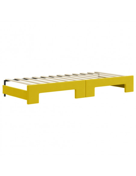 Divano Letto Estraibile con Cassetti Giallo 80x200cm in Velluto