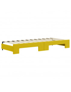 Divano Letto Estraibile con Cassetti Giallo 80x200cm in Velluto 2