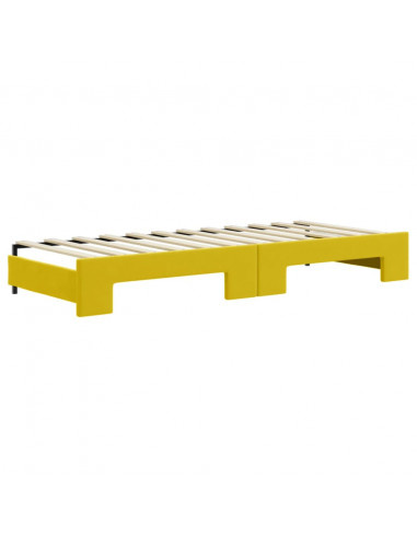 Divano Letto Estraibile con Cassetti Giallo 80x200cm in Velluto