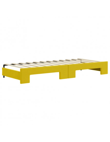 Divano Letto Estraibile con Cassetti Giallo 80x200cm in Velluto