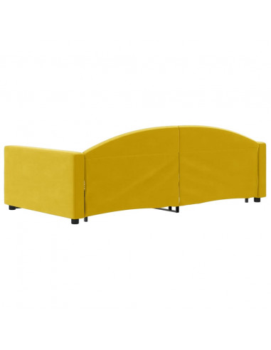 Divano Letto Estraibile con Cassetti Giallo 90x200cm in Velluto